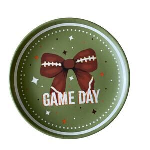 GAME DAY Football Bow Melamine Appetizer Plates 6in Set of 6 New